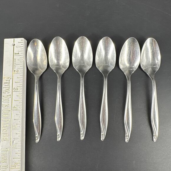 Wm A Rogers Oneida Surf Club Stainless Oval Teaspoons Lot of 6 - Picture 3 of 9